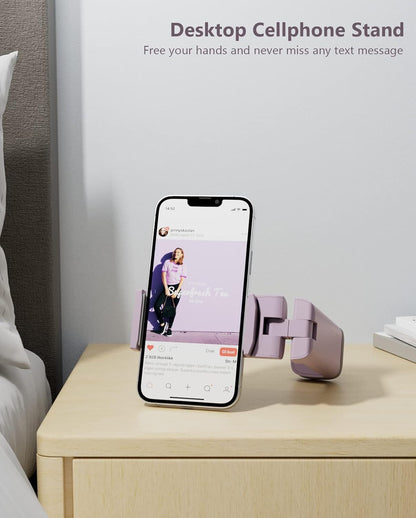 MiiKARE Airplane Travel Essentials Phone Holder, Universal Handsfree Phone Mount for Flying with 360 Degree Rotation, Accessory for Airplane, Travel Must Haves Phone Stand for Desk-Purple&Blue