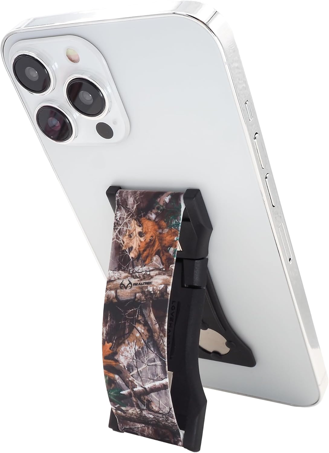 LOVEHANDLE PRO Premium Phone Grip - Silicone Phone Strap - Magnetic Phone Mount and Kickstand for Smartphone and Tablet - Realtree Edge Camo Silicone