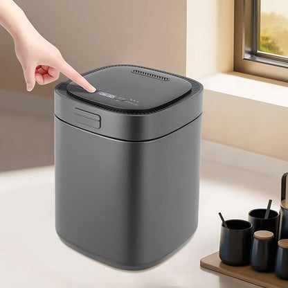 Black Electric Composting Machine 2.5L Kitchen Countertop Food Recycler Indoor Composter Bucket for Apartment Office Small Space Odor Reduction One-Button Start Auto Shut-Off 110V 25W 15-Hour Cycle