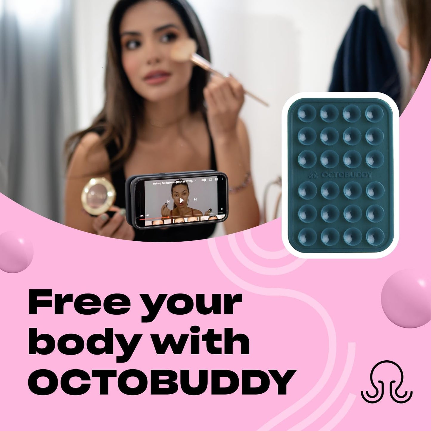 Classic MAX - Silicone Suction Phone Case Adhesive Mount - Hands-Free, Strong Grip Holder for Selfies and Videos - iPhone and Android Compatible - 2.6″ x 3.9″, Teal