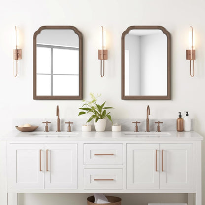 WallBeyond Wood Bathroom Mirrors for Wall Mounted, 20" x 30" Rustic Wood Frame Wall Mirrors Decorative for Living Room or Bedroom Vanity Mirror (Walnut)