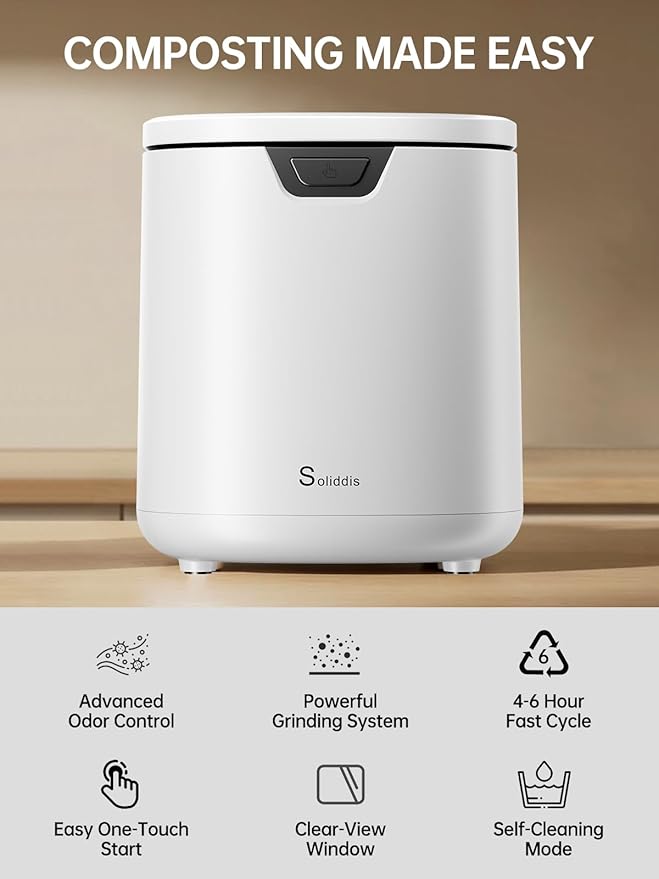 4.2L Electric Composter for Indoor Kitchen, Smart Food Waste Recycler, Turns Garbage to Compost in 4-6 Hours, Odorless Countertop Disposal with 900ML Carbon Filter & Self-Cleaning