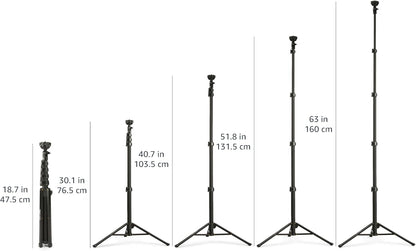 Amazon Basics 64-inch Extendable Tripod for iPhones and Smartphones, Selfie Stick Mode and Phone Tripod Mode, Black