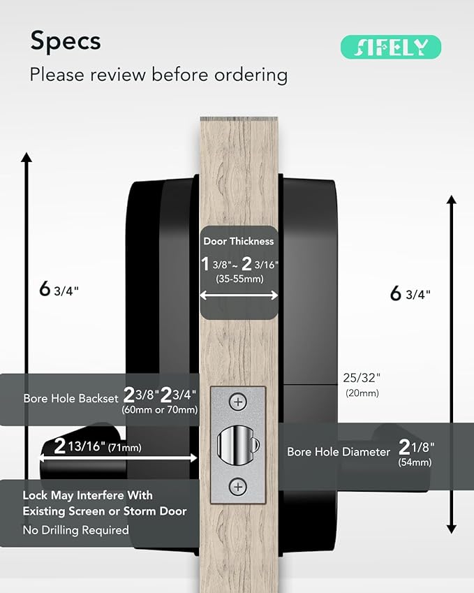 Keyless Entry Keypad Smart Door Lock with Handle & Knob – Digital Deadbolt for Front, Bedroom, Office & Interior Doors, App Control for Airbnb, Guests & Kids, Easy DIY Install (No Fingerprint)