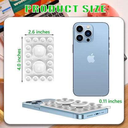 Silicone Suction Phone Holder Mount,Silicon Adhesive Phone Accessory for iPhone and Android, Hands-Free Mirror Shower Phone Holder,TikTok Videos and Selfies (White, Single Sided)