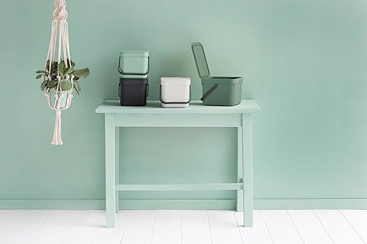 Brabantia Sort & Go Kitchen Countertop Food Scraps Compost Bin | XS / 1.6 Gal / 6L | Light Gray | Removable Stay-Open Lid, Carry Handle, Easy-Clean Recycling Box | Wall-Mounting Bracket Included