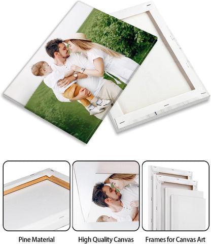Personalized Custom Canvas Wall Art, Custom Canvas Prints with Your Photos for Living Room, Bedroom, Wedding Pet Baby Family Photo Framed Wall Art, Customized Photo Gift for Family，Friend，Lover，Pet