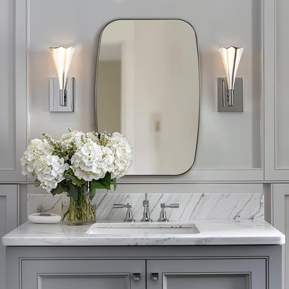 ANDY STAR Brushed Nickel Bathroom Mirror, 20x30’’ Oval Mirror for Bathroom, Brushed Nickel Oblong Mirror with Metal Frame Wall Mounted for Living Room, Bedroom