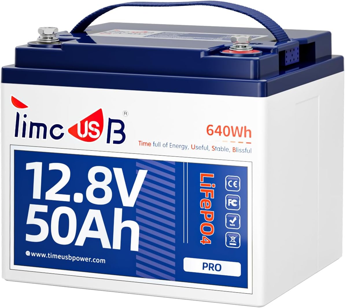 12V 50Ah Pro LiFePO4 Battery, 15000+ Cycles Timeusb Battery with Grade A Battery Cells, Built-in 50A BMS, Deep Cycle Lithium Battery Perfect for Electric Wheelchair, Trolling Motor, Kayak