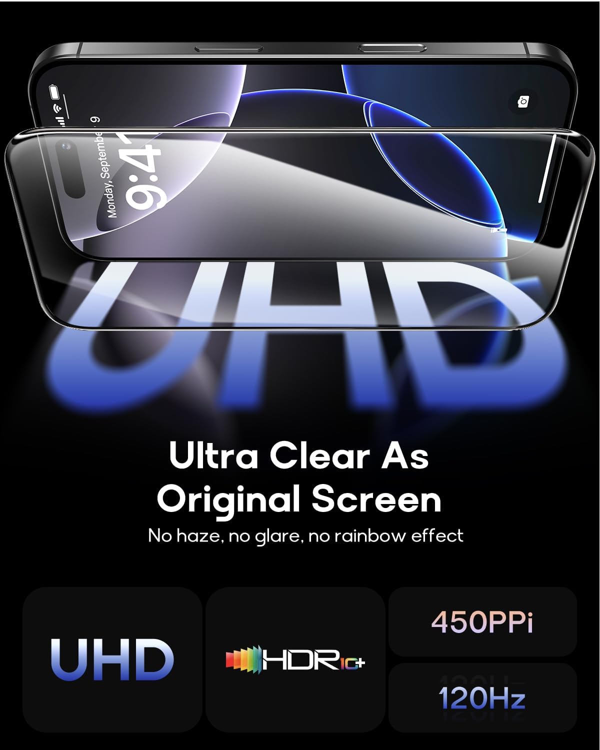 3 Pack for iPhone 12 Pro Max Tempered Glass Screen Protector:9H+ Durable, Auto Positioning, Bubble Free, High Definition, Easy Installation