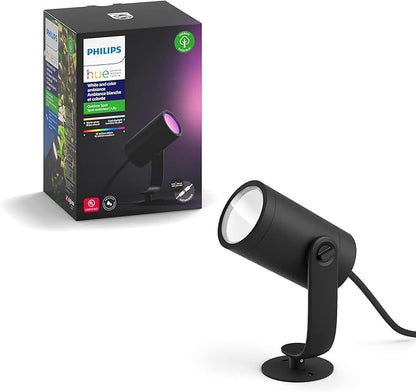 Philips Hue Lily Outdoor Smart LED Spotlight - White & Color Ambiance - Low Voltage Landscape Lighting - 1 Pack - Requires Bridge and Power Supply - Control with App and Voice - Weatherproof