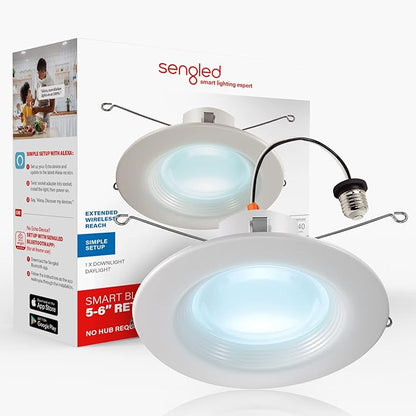 Sengled Smart Recessed Lighting, 5/6 inch, S1 Auto Pairing with Alexa Devices, ‎Daylight 5000K, Led Lights, Smart Can Lights Retrofit Work with Alexa, Smart LED Downlight, Conversion Kit, 1-Pack