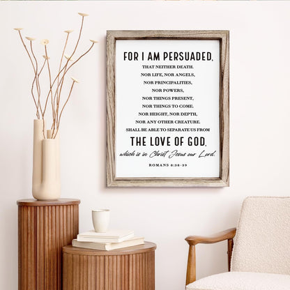 Christian Wooden Wall Sign, Decorative Signs for Home Decor, Religious Artwork, Bible Verse Decoration, Framed Wall Plaque Sign 15 * 11.5 inches, For I am Persuade