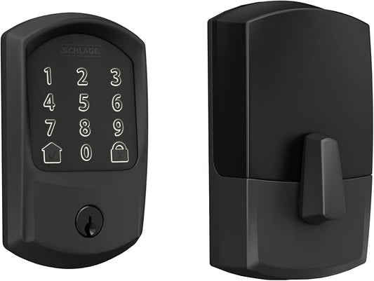 SCHLAGE BE489WB GRW 622 Encode WiFi Deadbolt Smart Lock, Keyless Entry Touchscreen Door Lock with Greenwich Trim, Matte Black