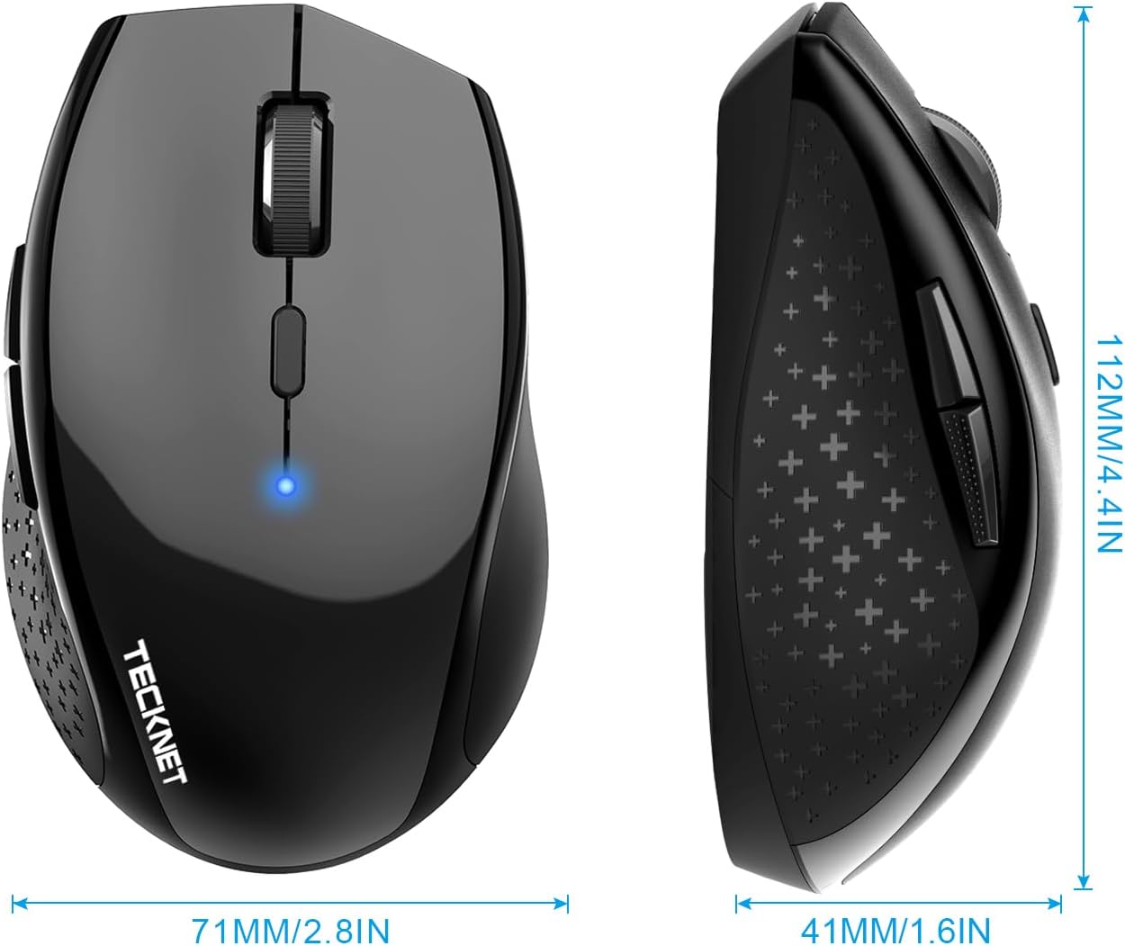 TECKNET Bluetooth Mouse, 4800 DPI Wireless Mouse, 2-Year Battery 6 Adjustable DPI, 6 Buttons Compatible with Laptop/Windows/Computer - Black