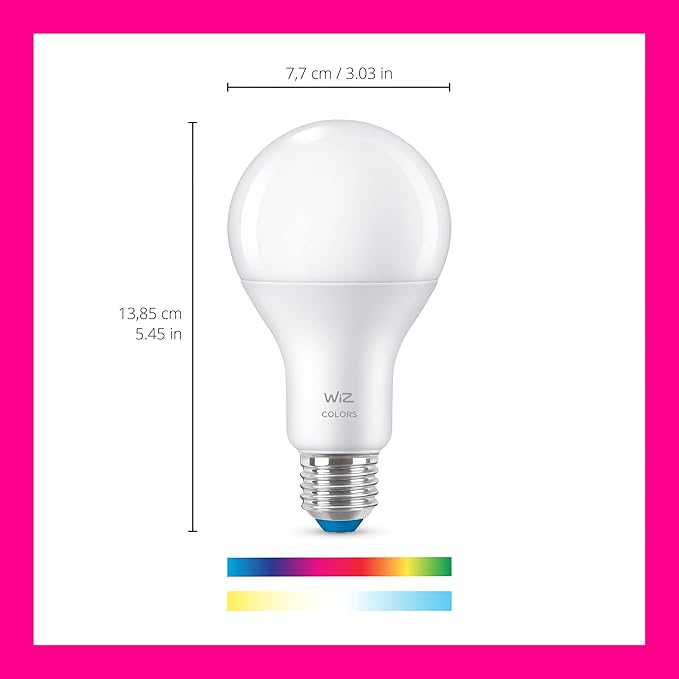 WiZ Connected 100W A21 LED Smart Light Bulbs - Connects to Your Wi-Fi - E26 Smart Bulb - Control with Voice or App + Activate with Motion - Matter Compatible - 1 Pack