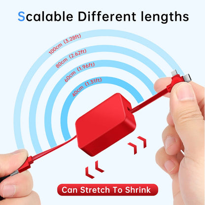 4 Pcs 3 in 1 Retractable Multi Chargers Cable (3.28FT) with USB C/Micro USB/IP and Phone Stand, Festivals and Birthday Gift for Your Family and Friends, Compatible with iPhone/Android/Tablet
