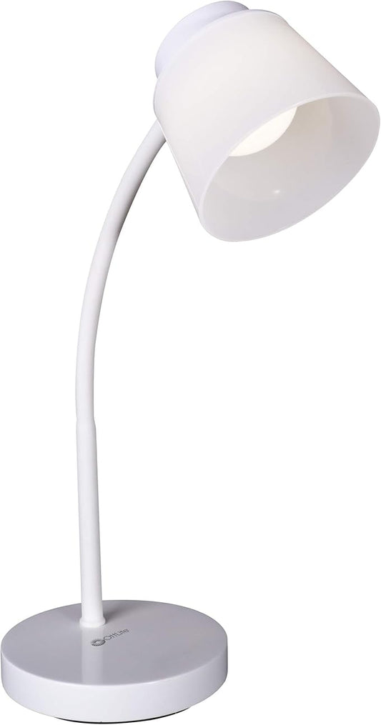 OttLite Clarify LED Desk Lamp with 4 Brightness Settings – Touch Activated Controls, Modern White Design, ClearSun LED Lighting, Flexible Neck, for Work, Study, Reading, Crafting