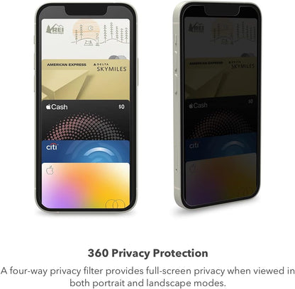 ZAGG InvisibleShield Glass Elite Privacy 360 Screen Protector for Apple 16e/ 14/13/ 13 Pro - Four-Way Privacy Filter, 5X Tougher, Anti-Fingerprint Technology, Easy to Install