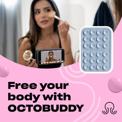 Classic - Silicone Suction Phone Case Adhesive Mount - Hands-Free, Strong Grip Holder for Selfies & Videos - iPhone & Android Compatible - 2.25″ x 3.25″, Baby Blue