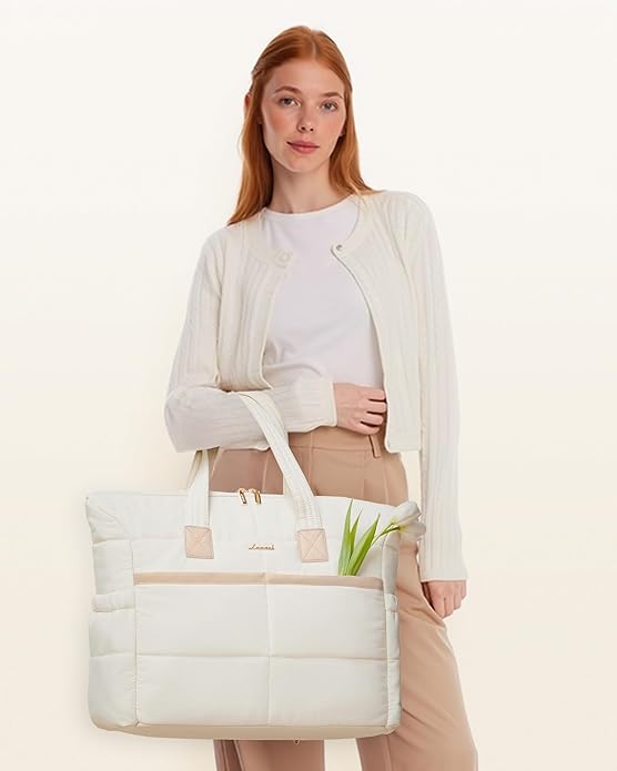 LOVEVOOK Tote Bag for Women,Light Puffer Tote Bag with Multi-pockets,Stylish Carry on Laptop Bags for Daily,Travel,Work,Gym | with Multi-pockets, Stylish, Carry on, for Daily, Travel, Work