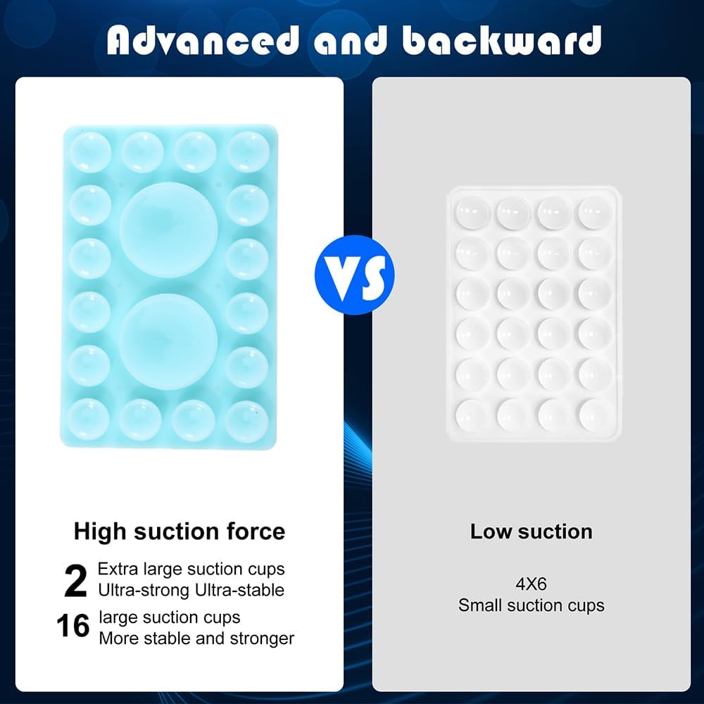 ZYCCER Double Sided Silicone Suction Phone Holder Mount,Compatible with iPhone and Android Cases Hands-Free Mirror Shower Phone Mount Strong Grip Holder (Light Blue, Single Sided 1PCS)