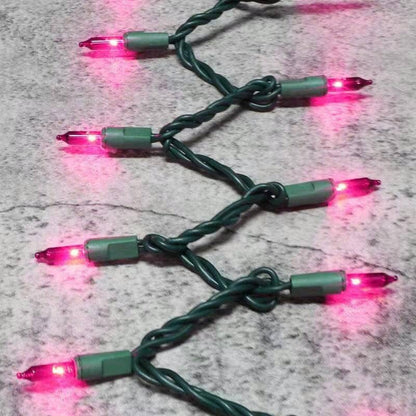 Green Wire,Pink Incandescent Bulb 100 Mini String Lights for Indoor Christmas Tree Garland Birthday Wedding Party Festival Decoration