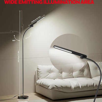 Honeywell F4 Sunturalux™ LED Floor Lamp with Wireless Remote, CRI 97 Full-Spectrum Dimmable Reading Light, Flexible Gooseneck Task Lamp, 77.5" Tall Standing Lamp
