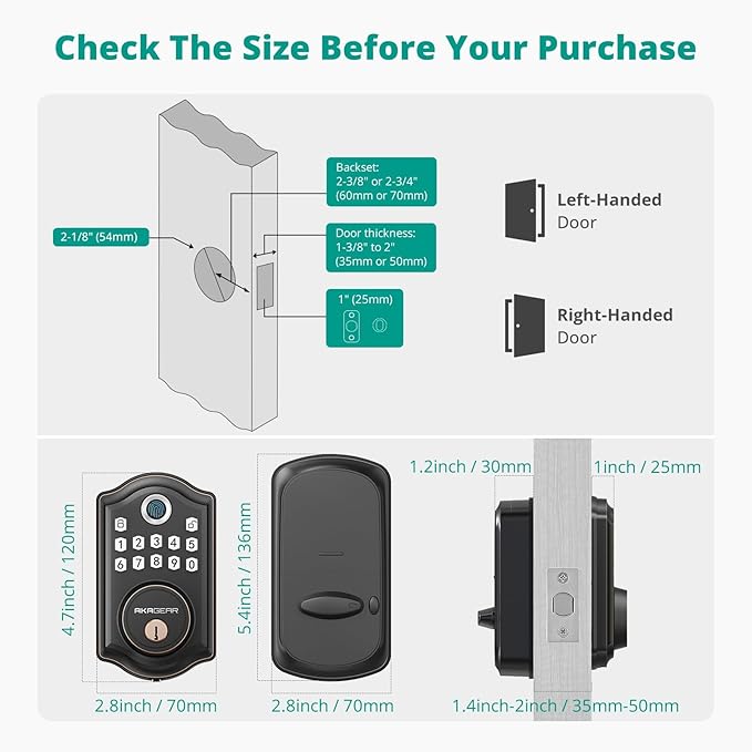 DS10 Pro Keyless Entry Door Lock with APP Control - Fingerprint Electronic Keypad Door Lock, Smart Locks for Front Door, Auto-Lock & One Touch Locking with Bluetooth - Oil Rubbed Bronze