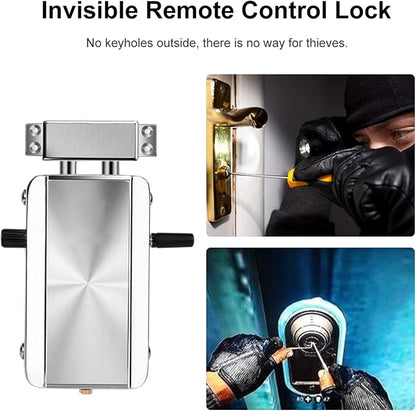 Remote Control Electronic Intelligent Door Lock, Smart Wireless,Electronic Deadbolt Anti-Theft Smart Hidden Door Lock,with 4 Remote Control,Keyless Access Control System for Home