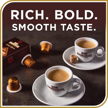 Don Francisco's Clasico Espresso Pods: 80 Recyclable Aluminum Capsules, Intensity 9 Dark Roast, Compatible with Nespresso Original Line Machines - Bold Cuban-Style with Spicy Chocolate Notes