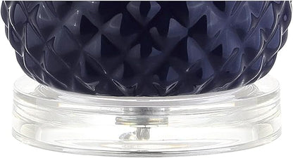 JONATHAN Y 23" Navy Blue/Gold Pineapple Ceramic Table Lamp for Bedroom Decor, Modern Whimsical Bedside Nightstand Lamp with White Linen Drum Shade and LED Bulb JYL4019A