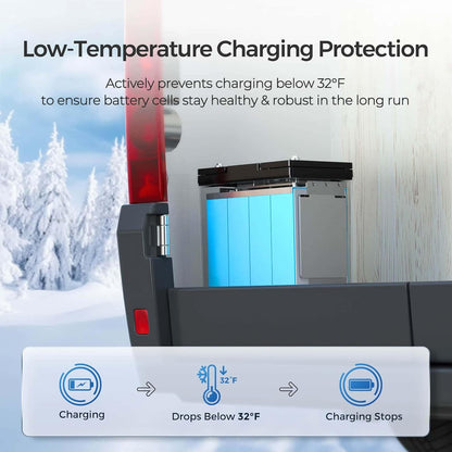 Renogy 12V 100Ah LiFePO4 Lithium Battery Mini Size, 100A BMS for Ultimate Safety, Deep Cycle w/Remote Monitoring Compatibility, Backup Power for RVs, Cabins, Marine, and Off-Grid Systems - Core Series