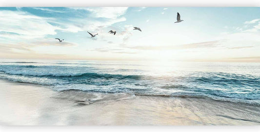 artgeist Wall Mural Nature 216x98 in - XXL Non-Woven Corner Wallpaper Fleece Angle Wall Decor Photo Print Picture Beach Sand Blue Sea View b-B-10023-a-b