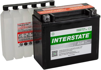 Interstate Batteries YTX20H-BS 12V 18Ah Powersports Battery 310CCA High-Performance AGM Rechargeable Replacement for Arctic Cat, Harley Motorcycles, Bikes, ATVs, Jet Skis, Snowmobiles (CITX20H-BS)