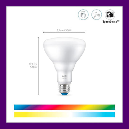 WiZ Connected 65W BR30 Color LED Smart Bulb - Pack of 6 - E26 - Indoor - Connects to Your Existing Wi-Fi - Control w/Voice or App + Activate w/Motion - Matter Compatible