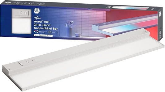 Cync GE Reveal HD+ Smart LED Undercabinet Bar Light, 24in, Color Changing & Tunable White 2000K to 7000K, Wi-Fi, Works with Alexa & Google Home, Plug-in or Direct Wire, No Hub Required