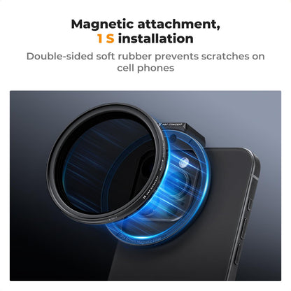 K&F Concept Clip On 67mm Variable ND2-32 Magnetic Phone Lens Filter Kit, Phone Clip with Magnetic Adapter Ring/Cold Shoe/Locking Knob, Neutral Density Filter for iPhone 16 15 Pro Max 14 13