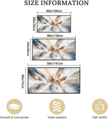 Abstract Painting Wall Art Small Size Framed Canvas Prints 20" x 40" Blue and Orange Abstract Modern Minimalist Living Room Decor for Bedroom Office Wall Décor