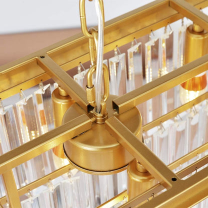 L39.4 W10.2 Gold Rectangle Modern Crystal Chandeliers Lighting Pendant Ceiling Lights Fixture Lamp for Dining Living Room