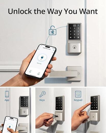eufy Security Smart Lock C210, Keyless Entry Door Lock for Front Door, Built-in WiFi Deadbolt, No Bridge Required, Easy Installation, Touchscreen Keypad, App Remote Control, 4 AA Batteries, Nickel