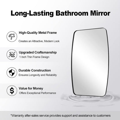 ANDY STAR Black Oval Mirrors for Bathroom, Large 24x36’’ Matte Black Metal Framed Oblong Wall Mirror, Modern Black Vanity Mirror in Stainless Steel Frame Wall Mount Horizontal or Vertical