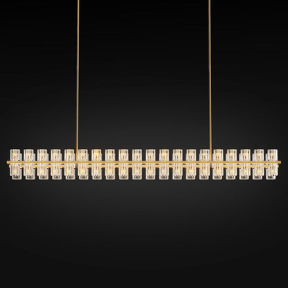 Crystal Brass Rectangular Chandelier Light Fixture,72 in Dining Room Chandeliers Over Table,Modern Chandelier For Living Room,Arcachon Chandeliers,Kitchen Island Chandelier,Includes 80xG4 Bulbs
