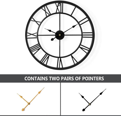 Tatub 32 Inch Large Wall Clock for Living Room Decor, Roman Numeral Modern Round Decorative Metal Large Wall Clock for Bedroom and Kitchen, Silent, Non Ticking, Battery Operated