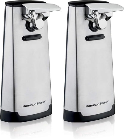 Hamilton Beach Extra-Tall Electric Automatic Can Opener with Easy-Clean Detachable Cutting Lever,Cord Storage,Knife Sharpener,Brushed Stainless Steel (76700),(Pack of 2)