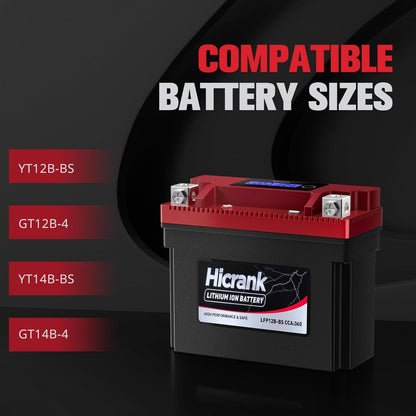 YT12B-BS Lithium 12V 6Ah 360CCA LiFePO4 Motorcycle Battery, Powersports Battery for Scooter, ATV, UTV, Jet Ski, Personal Watercraft, Snowmobile, Quad, Riding Lawn Mower, Tractor