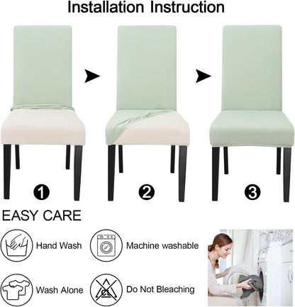 JQinHome Smoke Green Chair Covers for Dining Room Set of 4, High Stretch Removable Washable Parsons Chair Slipcover for Home Party Hotel Wedding Ceremony (4PCS,Smoke Green)