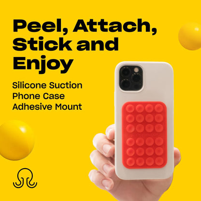 Classic - Silicone Suction Phone Case Adhesive Mount - Hands-Free, Strong Grip Holder for Selfies & Videos - iPhone & Android Compatible - 2.25″ x 3.25″, Marigold