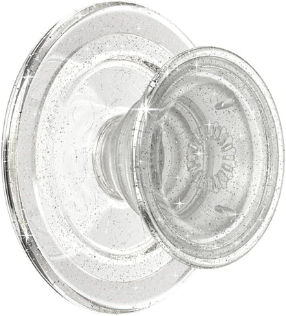PopSockets Phone Grip for MagSafe with Kickstand, Magnetic Stand, Swappable Top, Secure Hold for iPhone MagSafe Cases, Phone & Tablet Grip, Cute PopSockets - Clear Glitter