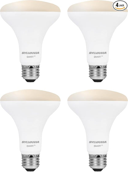 Sylvania WiFi LED Smart Light Bulb, 65W Equivalent Dimmable Soft White BR30, Works with Alexa and Google Home Only - 4 Pack (75689)